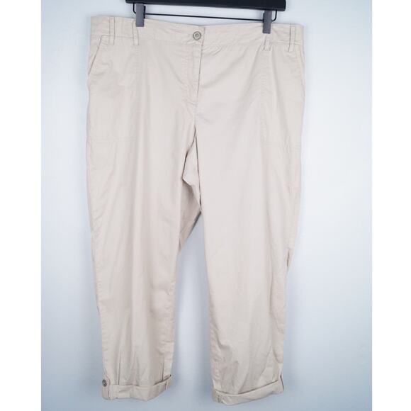 Talbots Causal Capri Button Cuffed Ankle Pants Tan High Rise Size 16 Petite - Picture 2 of 10